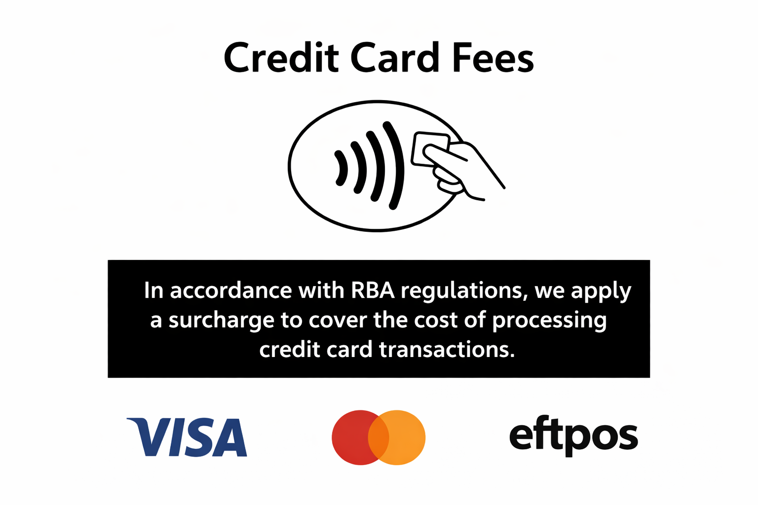 credit card fees signage - no brand