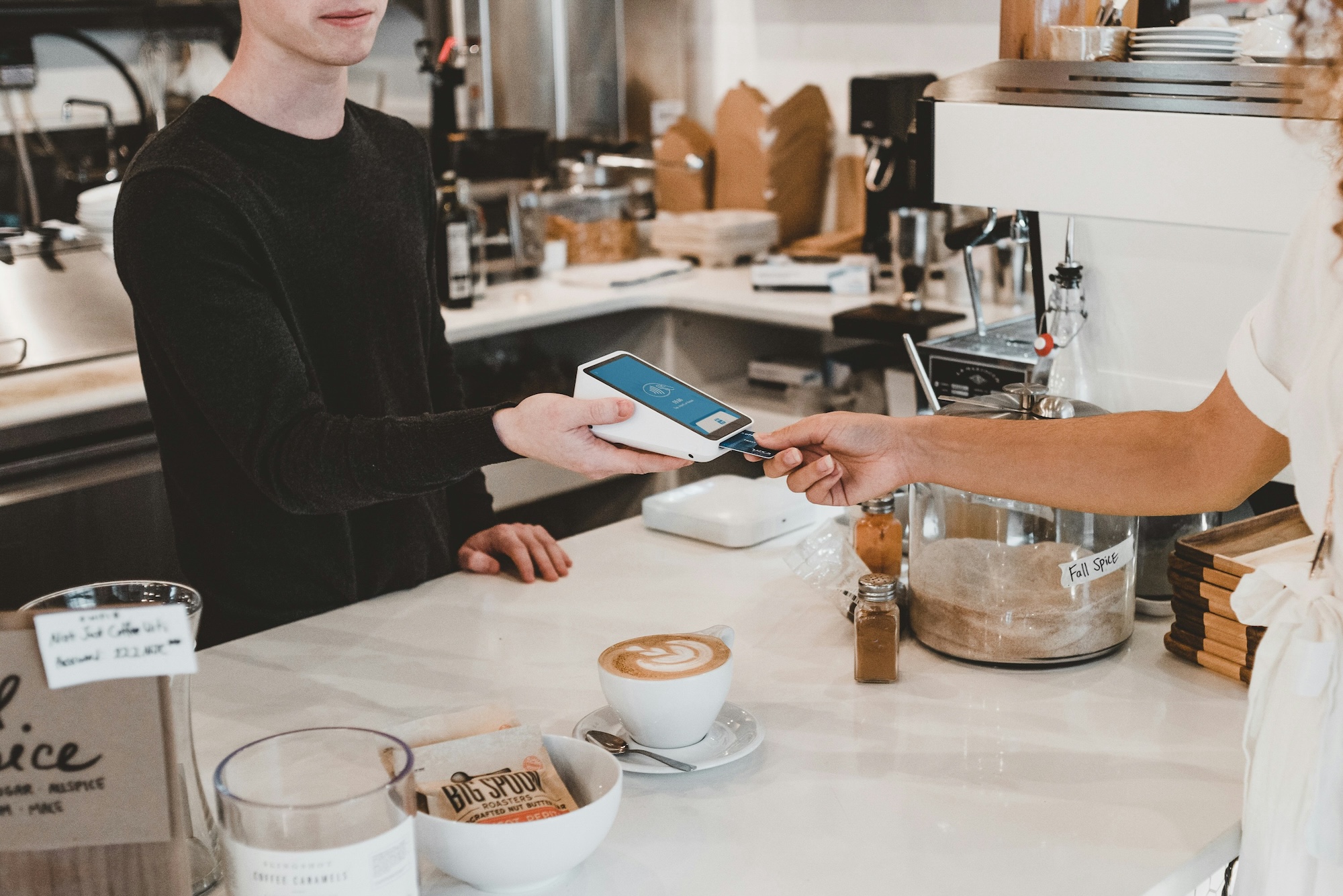local coffee business taking payment
